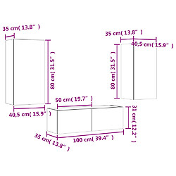 vidaXL Meuble TV muraux 3 pcs avec lumières LED chêne sonoma pas cher