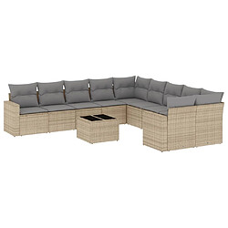 Maison Chic Salon de jardin 11 pcs avec coussins | Ensemble de Table et chaises | Mobilier d'Extérieur beige résine tressée -GKD54950