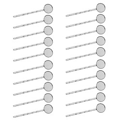 20pcs perles de cabochon vierges base de fixation pince à cheveux ronde 12mm argent