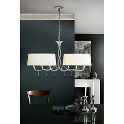 Luminaire Center Suspension Paola 2 Arm 6 Ampoules E14, argent peint avec Abat jour crèmes & noir