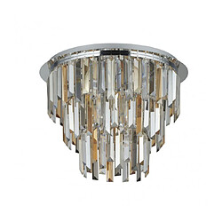 Searchlight Plafonnier Design Clarissa 5 ampoules Verre,acier doux Chrome,gris,ambre,Transparent,fumé