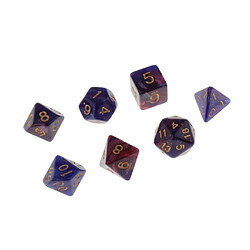 7pcs Polyédriques Dés D4 D6 D8 D10 D12 D20 Pour DnD RPG Jeux Bleu Pourpre