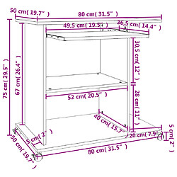 Acheter Helloshop26 Bureau table poste de travail meuble d'ordinateur informatique étude d'ordinateur 80 x 50 x 75 cm bois d'ingénierie gris 02_0023733