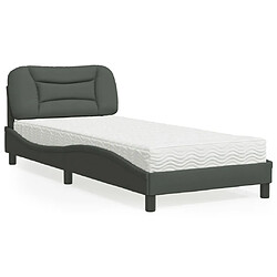 Vidaxl Lit avec matelas gris foncé 90x190 cm tissu