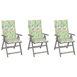 vidaXL Chaises inclinables de jardin lot de 3 et coussins Bois acacia