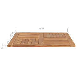 vidaXL Dessus de table Bois de teck solide Carré 90x90x2,5 cm pas cher