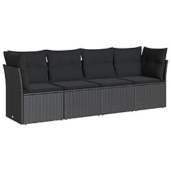 Maison Chic Salon de jardin 4 pcs avec coussins | Ensemble de Table et chaises | Mobilier d'Extérieur noir résine tressée -GKD10518