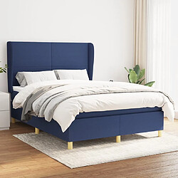 Maison Chic Lit adulte- Lit + matelas,Sommier à lattes de lit avec matelas Bleu 140x200 cm Tissu -GKD16952