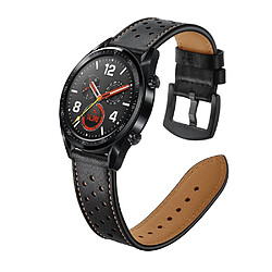 Bracelet en cuir véritable noir pour votre Huawei Watch GT