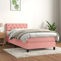 vidaXL Sommier à lattes de lit et matelas Rose 80x200 cm Velours