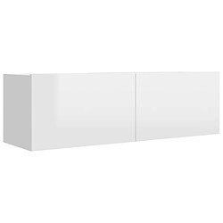 Maison Chic Meuble TV scandinave - Banc TV pour salon Blanc brillant 100x30x30 cm Aggloméré -MN45605