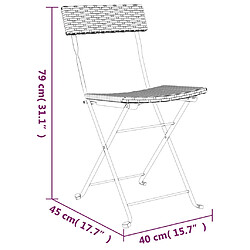 vidaXL Chaises de bistrot pliantes lot de 2 Résine tressée et acier pas cher