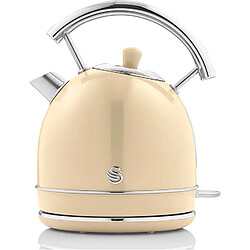 Retro Bouilloire, 1,8 L, Acier Inoxydable sans BPA, Résistance Cachée, sans Fil, 3000, Crème, SWAN, SK14630CNEU