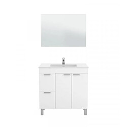 Dansmamaison Meuble sous vasque 2 portes 2 tiroirs blanc + vasque 80 cm - KAVATI