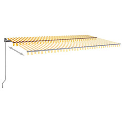 Maison Chic Auvent automatique | Store banne extérieur | Marquise capteur de vent LED 600x350cm Jaune et blanc -MN68360 pas cher