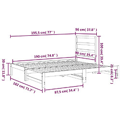 vidaXL Lit coulissant sans matelas 2x(90x190) cm pas cher