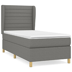 Maison Chic Lit Adulte - Lit simple Lit à sommier tapissier et matelas moelleux - Meuble de Chambre - Gris foncé 90x190 cm Tissu -MN11580