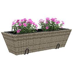 Avis vidaXL Jardinières avec crochets 2 pcs gris résine tressée