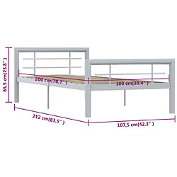 vidaXL Cadre de lit sans matelas gris et blanc métal 100x200 cm pas cher