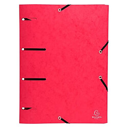 Exacompta Chemise à élastiques 3 rabats perforées Punchy carte lustrée A4 rouge - Lot de 25