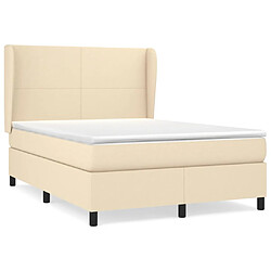 vidaXL Sommier à lattes de lit avec matelas Crème 140x190 cm Tissu