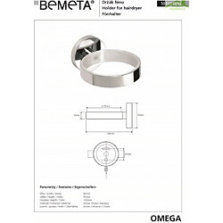 Bemeta - Maison De La Tendance Support sèche-cheveux OMEGA en chrome 8x5,5x10cm