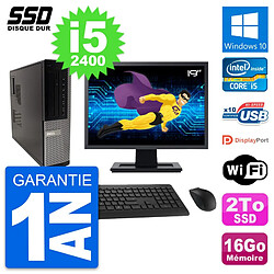 PC Dell 990 DT Ecran 19" Intel Core i5-2400 RAM 16Go SSD 2To Windows 10 Wifi - Occasion