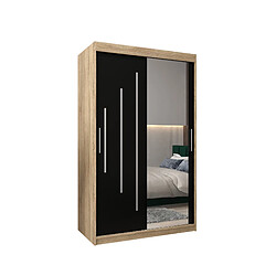 Abiks Meble Armoire YORK 2 À Portes Coulissantes 200/120/62 2 Portes (Sonoma/Noir)