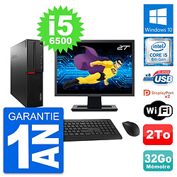 PC Lenovo M800 SFF Ecran 27" Intel i5-6500 RAM 32Go Disque 2To Windows 10 Wifi - Occasion