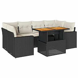 vidaXL Salon de jardin 7 pcs avec coussins noir résine tressée