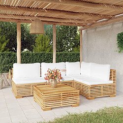 Maison Chic Salon de jardin 5 pcs + coussins - Mobilier/Meubles de jardin - Table et chaises d'extérieur Bois de teck solide -MN75309