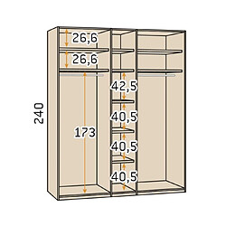 Acheter Inside 75 Armoire Dressing fermé 3 cotés structure Tundra façade Legend Pizzara laquée hauteur 240 cm