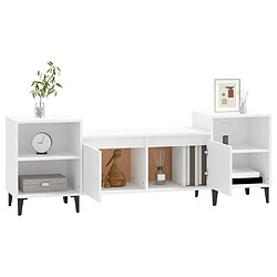 Avis vidaXL Meuble TV Blanc 160x35x55 cm Bois d'ingénierie