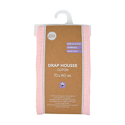 Toilinux Drap housse en gaze de coton - 100% Coton - 70 x 140 cm - Rose