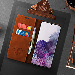 Acheter Avizar Étui Galaxy S20 Ultra Style Vintage Porte-cartes Support Vidéo marron foncé