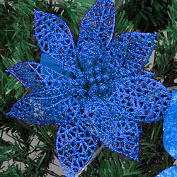 Wewoo Fleurs Artificielles 10 PCS 15cm Simulation Creuse Fleur Artificielle Enfants Fête D'anniversaire Décoration Nouvel An Décor De Noël Bleu