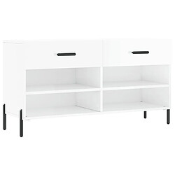 Maison Chic Banc à chaussures | Meuble de rangement à chaussures Meuble d'Entrée blanc brillant 102x35x55 cm bois d'ingénierie -MN25699