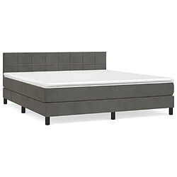 Maison Chic Lit Adulte - Lit simple Lit à sommier tapissier et matelas moelleux - Meuble de Chambre - Gris foncé 180x200cm Velours -MN80345