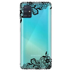 Coque en TPU impression de motifs fleur noir pour votre Samsung Galaxy A31