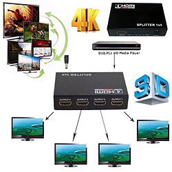 Avis I® Letouch Convertisseur TV HDMI Splitter 4 ports 1080p 4K pour Distributeur 3D Full HD 1 in 4 out Couleur: noir