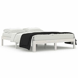 Maison Chic Lit adulte - Lit simple Cadre de lit,Structure du lit Contemporain Blanc Bois de pin massif 140x190 cm -MN40585