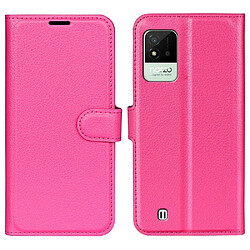 Etui en PU texture litchi avec support, rose pour Realme Narzo 50i