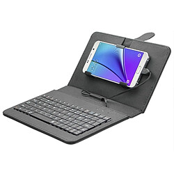 Wewoo Clavier QWERTY tablette noir pour Android / Mobile Phone filaire en cuir étui de protection avec support pas cher