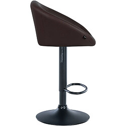 Decoshop26 Tabouret de bar assise pivotante à 360° hauteur réglable en PVC marron piètement en métal noir 10_0004765