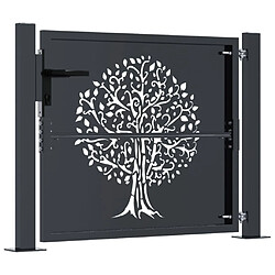 Avis vidaXL Portail de jardin anthracite 105x80 cm acier conception d'arbre