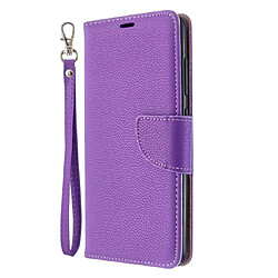 Wewoo Housse Coque Pour Galaxy A51 Litchi Texture Pure Color Horizontal Flip en cuir PU avec support et fentes cartes et portefeuille et lanière violet