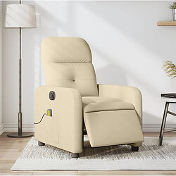 Maison Chic Fauteuil Relax pour salon, Fauteuil inclinable de massage électrique crème tissu -GKD84078