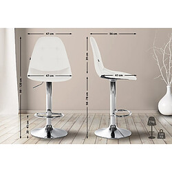 Acheter Decoshop26 Tabouret de bar x1 avec repose-pieds hauteur réglable pivotant assise en PVC blanc cadre métallique chromé 10_0004827