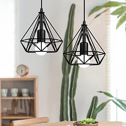 Stoex Métal Retro Suspensions Luminaires Industriel Lustre Abat-jour en Style Nordique Cage diamant E27 Noir pas cher