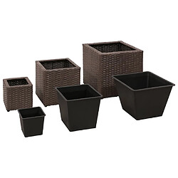 vidaXL Lits surélevés de jardin 3 pcs Résine tressée Marron